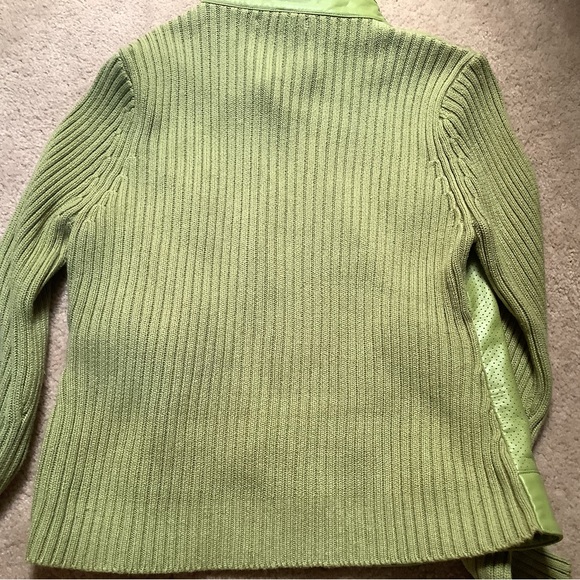 Leather and 100% cotton sweater/jacket.  Size Medium. - Picture 2 of 7